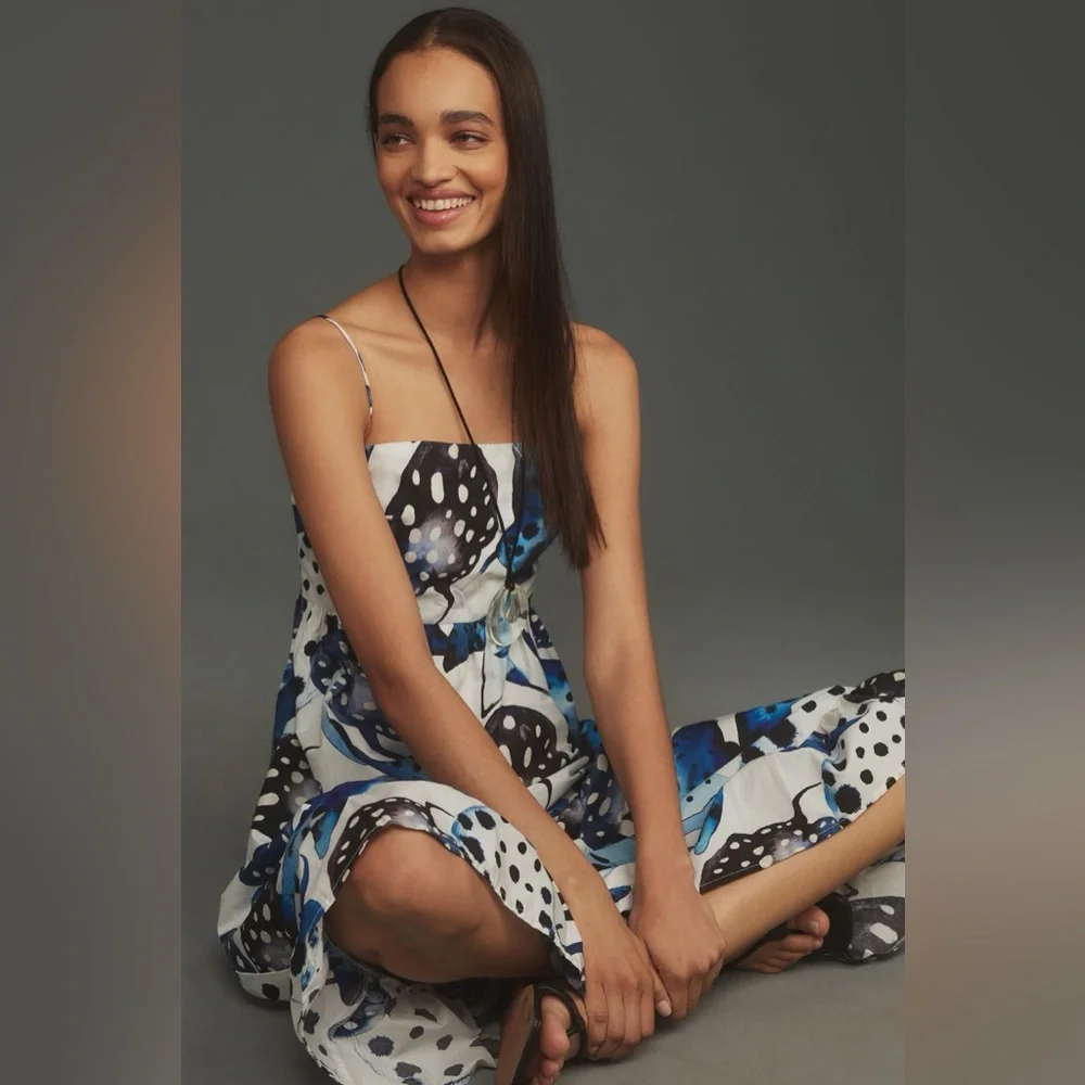 Farm Rio Mantas Sleeveless Square-Neck Midi Dress - Picture 4 of 6